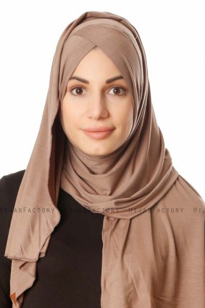 Betul - Hijab 1X Jersey Taupe Foncé - Ecardin