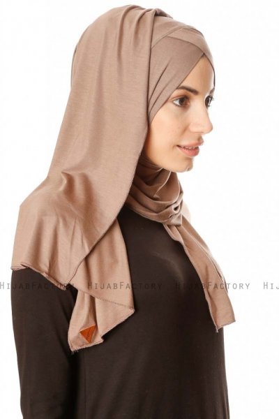 Betul - Hijab 1X Jersey Taupe Foncé - Ecardin