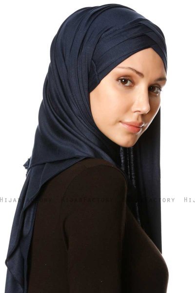 Cansu - Hijab 3X Jersey Bleu Marin