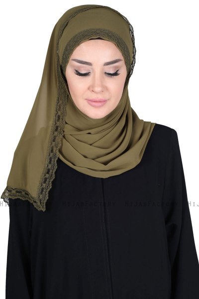 Carin - Hijab Chiffon Pratique Kaki