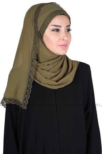 Carin - Hijab Chiffon Pratique Kaki