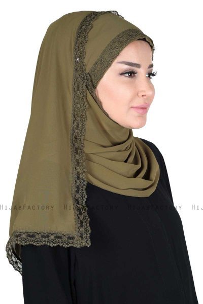 Carin - Hijab Chiffon Pratique Kaki