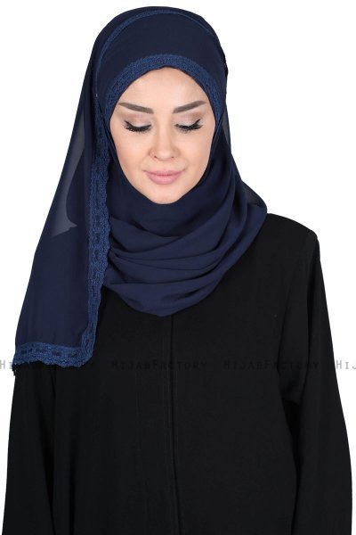 Carin - Hijab Chiffon Pratique Bleu Marin