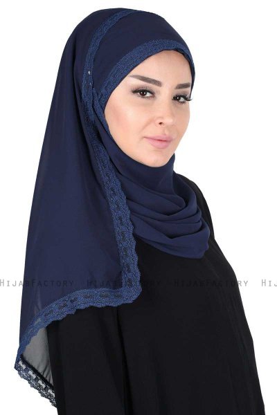 Carin - Hijab Chiffon Pratique Bleu Marin