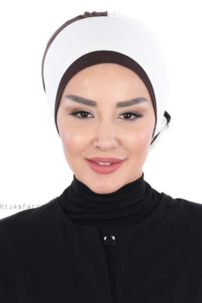 Clara - Turban En Coton Crème & Marron