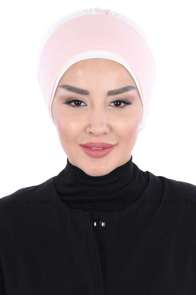 Clara - Turban En Coton Vieux Rose & Crème