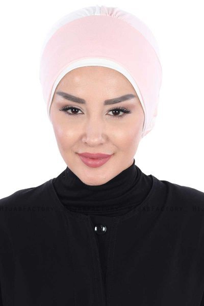 Clara - Turban En Coton Vieux Rose & Crème