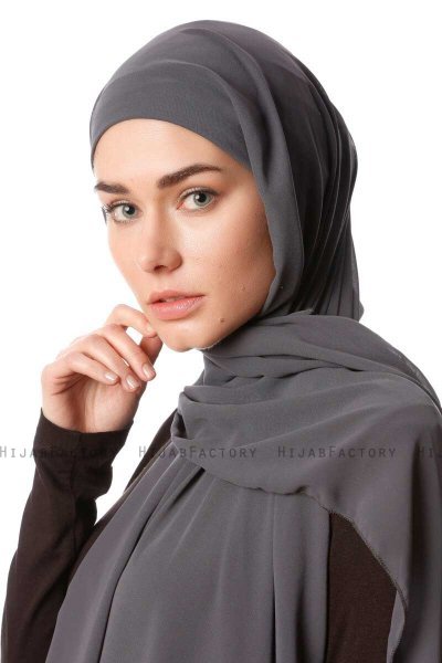 Derya - Hijab Pratique Chiffon Anthracite