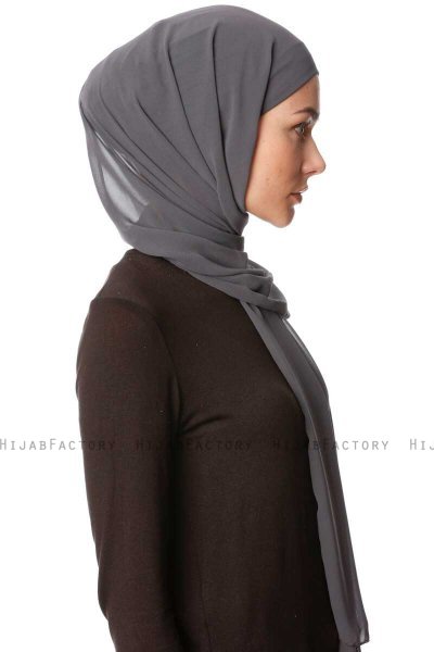Derya - Hijab Pratique Chiffon Anthracite