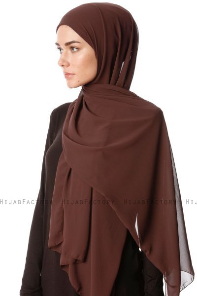 Derya - Hijab Pratique Chiffon Marron