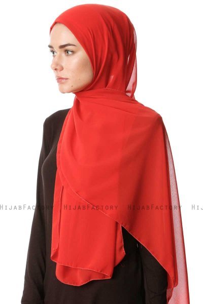 Derya - Hijab Pratique Chiffon Framboise