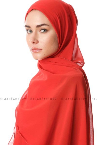 Derya - Hijab Pratique Chiffon Framboise