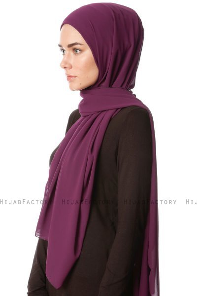 Derya - Hijab Pratique Chiffon Violet Foncé