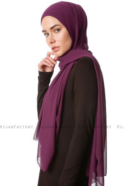Derya - Hijab Pratique Chiffon Violet Foncé
