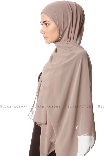 Derya - Hijab Pratique Chiffon Taupe Clair