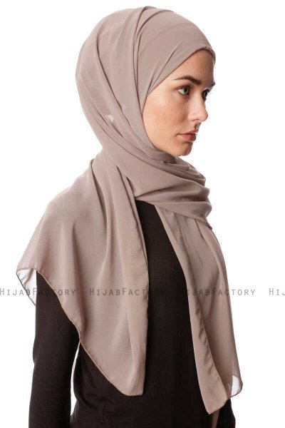 Derya - Hijab Pratique Chiffon Taupe Clair
