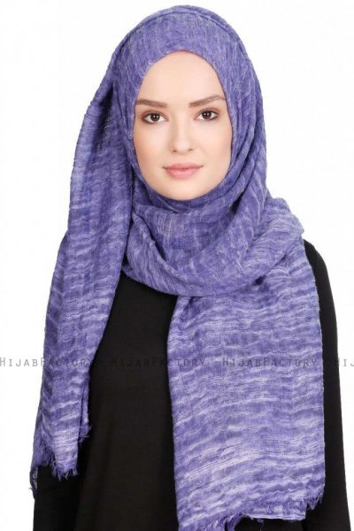 Didem Lila Crinkle Bomull Hijab Sjal 400110a