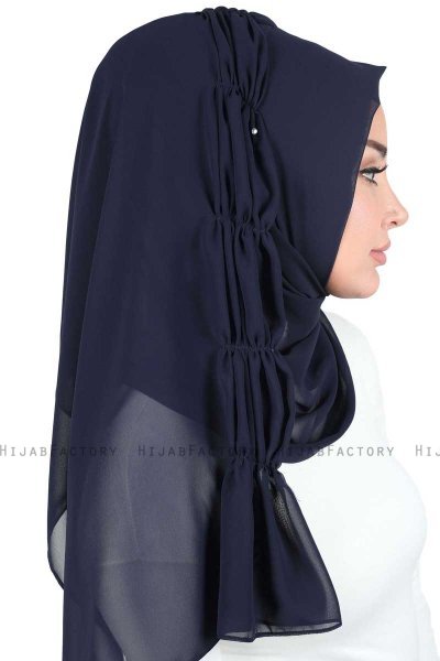 Disa - Hijab Chiffon Pratique Bleu Marin