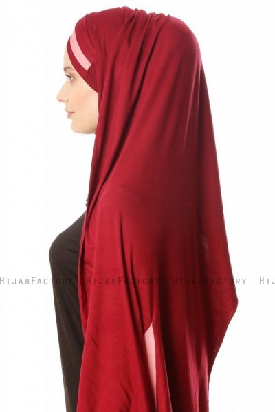 Duru - Hijab Jersey Bordeaux & Rose Foncé