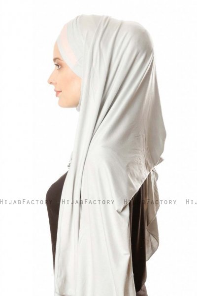 Duru - Hijab Jersey Gris Clair & Vieux Rose