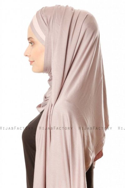 Duru - Hijab Jersey Gris Pierre & Vieux Rose