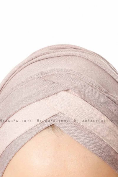 Duru - Hijab Jersey Gris Pierre & Vieux Rose