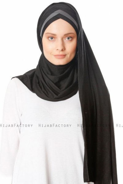 Duru - Hijab Jersey Noir & Gris Foncé