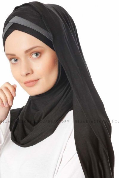 Duru - Hijab Jersey Noir & Gris Foncé