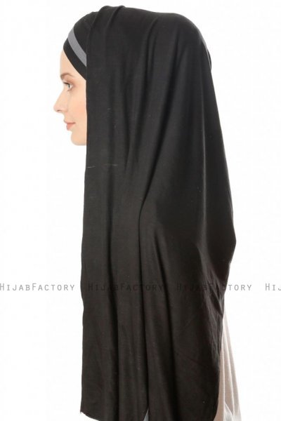 Duru - Hijab Jersey Noir & Gris Foncé