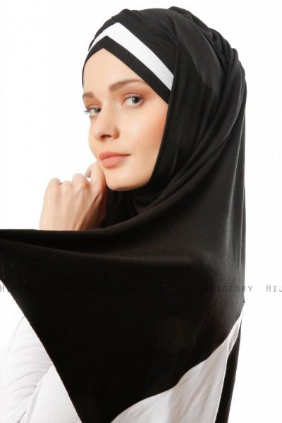 Duru - Hijab Jersey Noir & Blanc