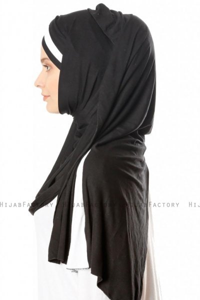 Duru - Hijab Jersey Noir & Blanc