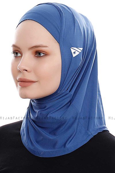Elif - Hijab Sport Bleu - Ecardin