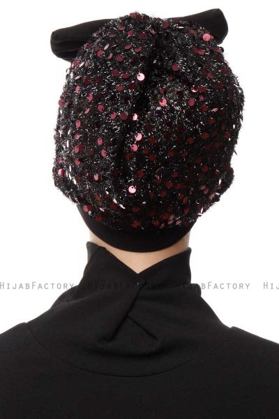 Enfleda - Turban Noir & Bordeaux