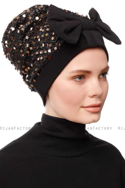 Enfleda - Turban Noir & Gold
