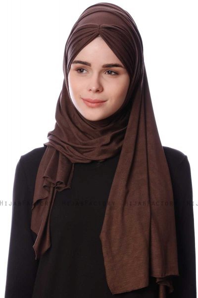 Eslem - Hijab Pile Jersey Marron - Ecardin