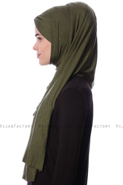 Eslem - Hijab Pile Jersey Kaki - Ecardin