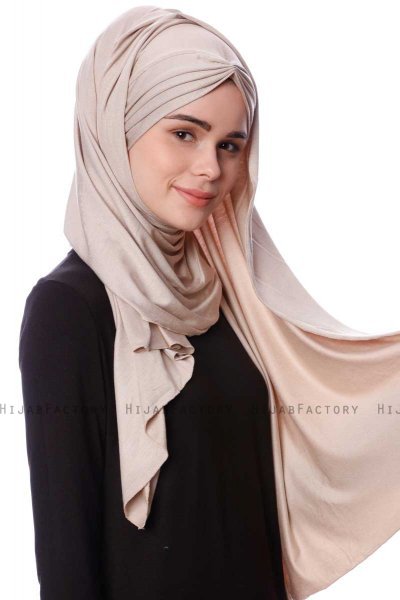 Eslem - Hijab Pile Jersey Taupe Clair - Ecardin