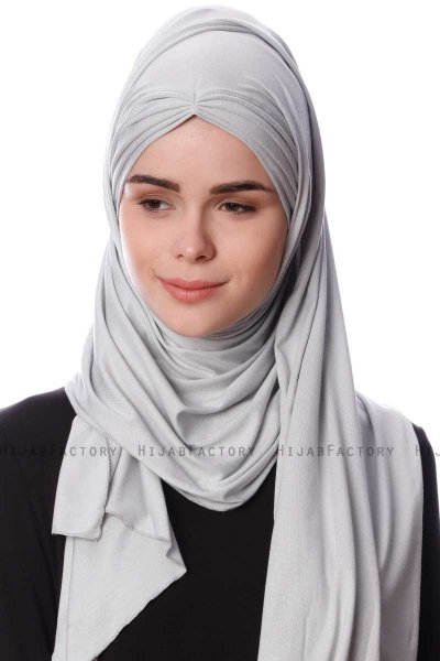 Eslem - Hijab Pile Jersey Gris Clair - Ecardin