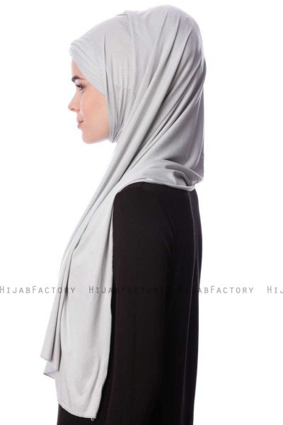 Eslem - Hijab Pile Jersey Gris Clair - Ecardin