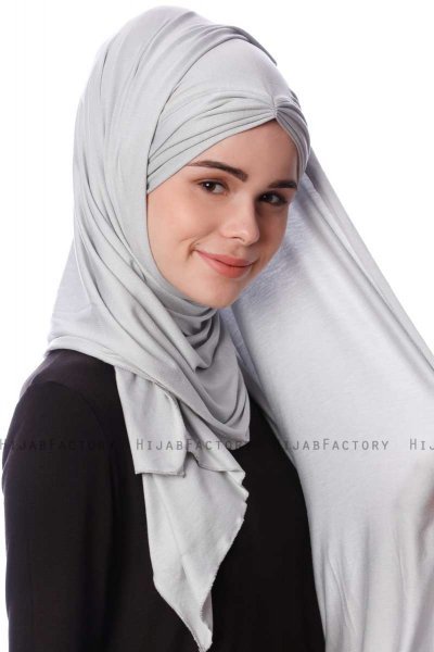 Eslem - Hijab Pile Jersey Gris Clair - Ecardin