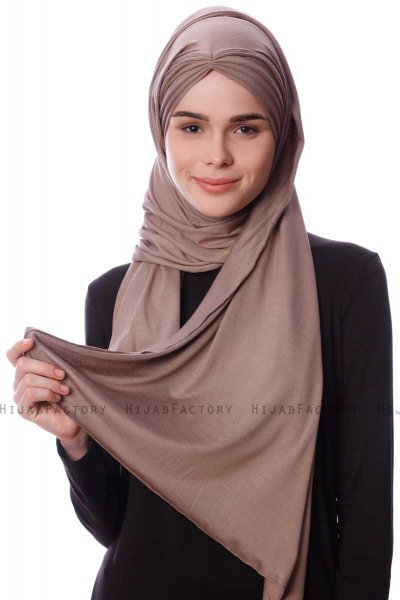 Eslem - Hijab Pile Jersey Taupe Foncé - Ecardin
