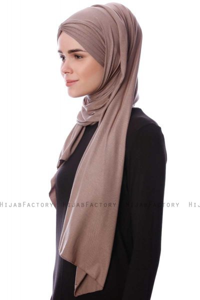 Eslem - Hijab Pile Jersey Taupe Foncé - Ecardin
