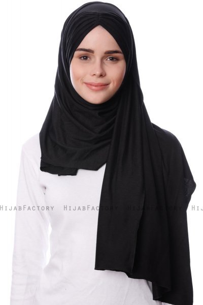 Eslem - Hijab Pile Jersey Noir - Ecardin