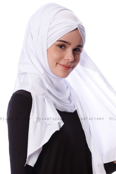 Eslem - Hijab Pile Jersey Blanc - Ecardin