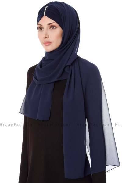 Evren - Chiffon Hijab Bleu Marin