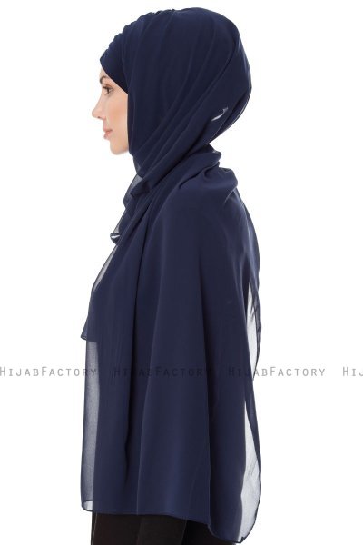 Evren - Chiffon Hijab Bleu Marin