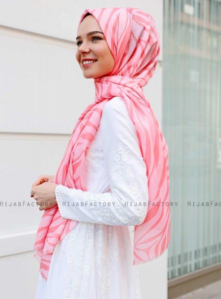Famida - Hijab à Motifs Rose - Sal Evi