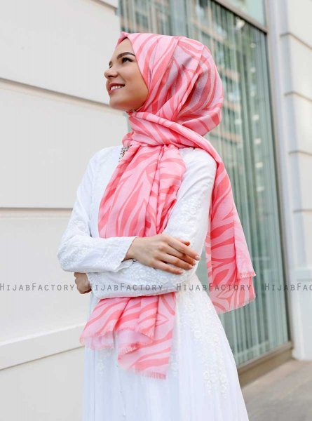 Famida - Hijab à Motifs Rose - Sal Evi