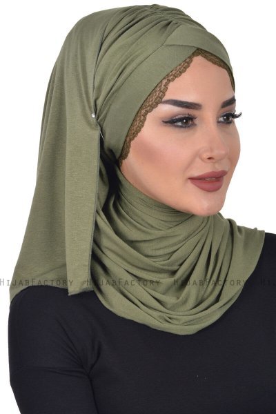 Filippa - Hijab Coton Pratique Kaki - Ayse Turban
