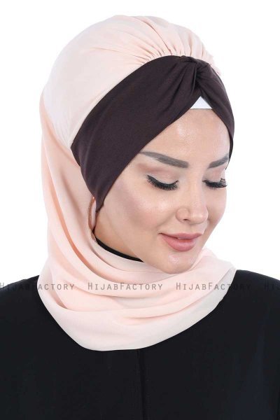 Gill - Hijab Pratique Beige & Marron